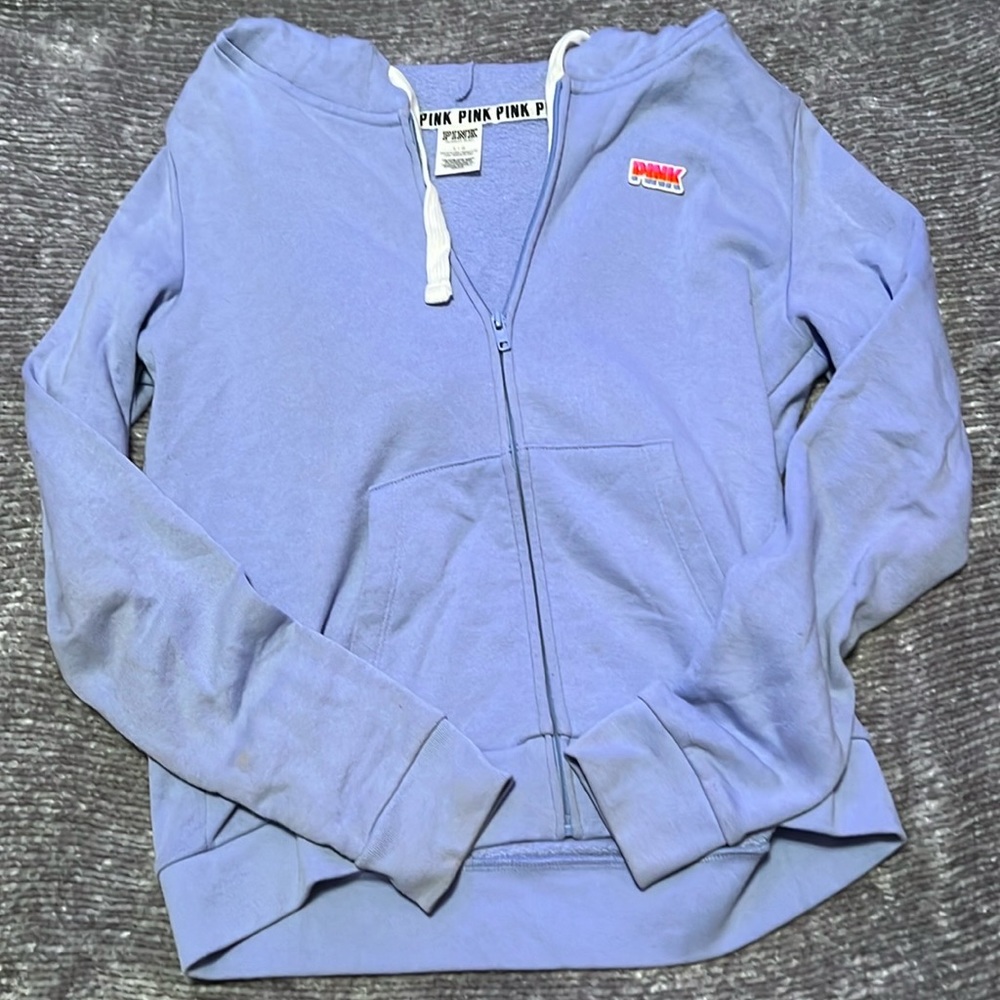 Pink zip up cropped hoodie